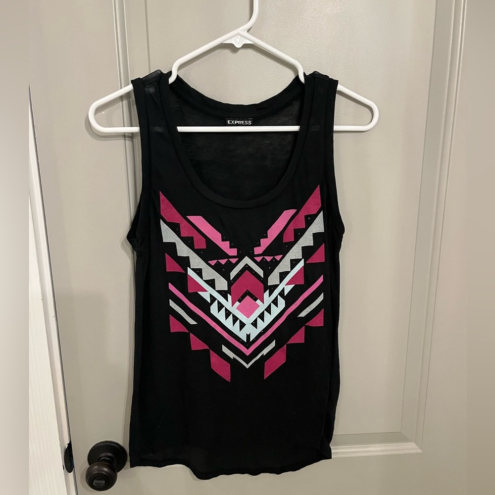Express size XS black Aztec design burn out tank top